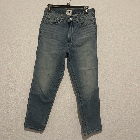 Aritzia Sunday Best Straight Leg High Waisted Medium Wash Denim Jeans Size 6 - Picture 1 of 5